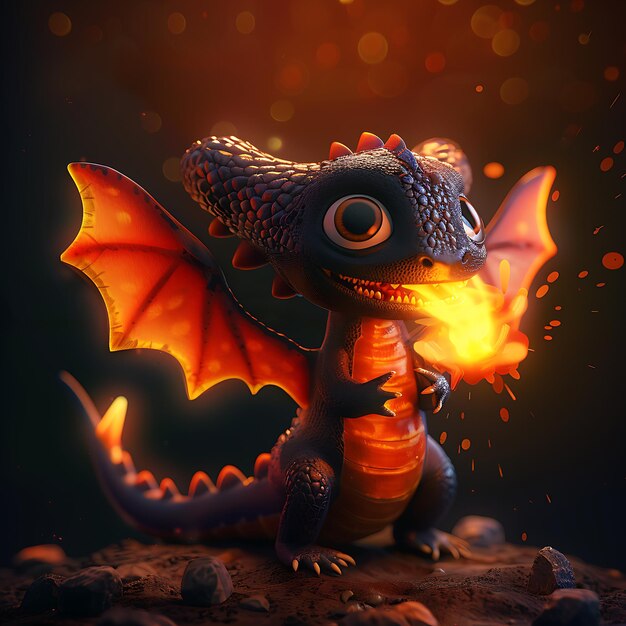 Photo a dragon on dark background