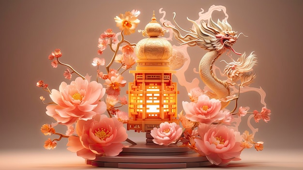 Dragon decoration made of colorful transparent resin Chinese New Year theme