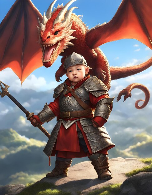 a dragon and a dragon are on a poster