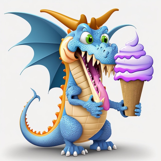 Dragon Eating Ice Cream Vector Illustratie