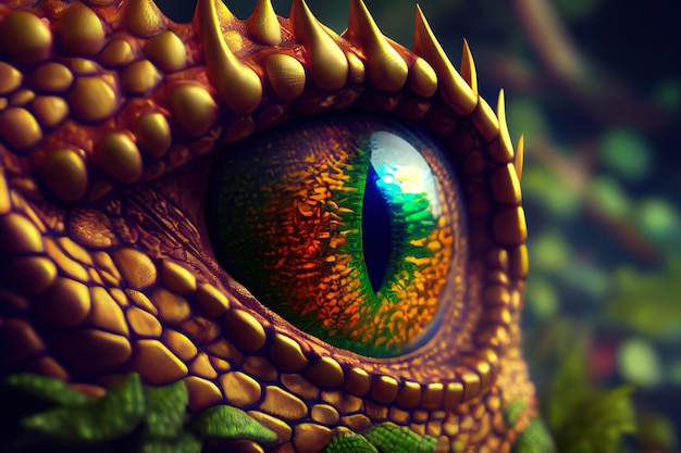 Dragon eye close-up 3d illustratie Generatieve AI