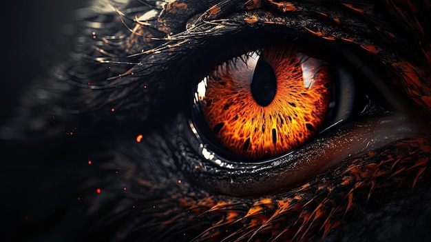 A dragon eye with a black background