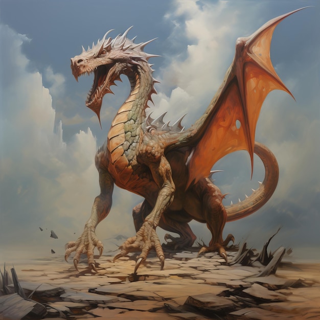 Dragon fantasy beast monster magic powerful animal face portrait generated art illustration