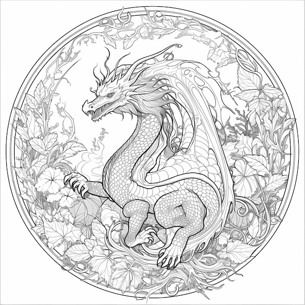 Photo dragon fantasy coloring page book