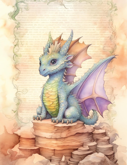 Dragon fantasy old paper junk journal digital paper