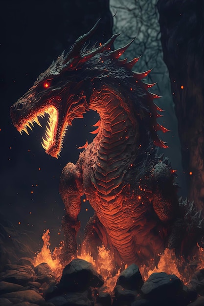 Dragon in a fire AIGenerated