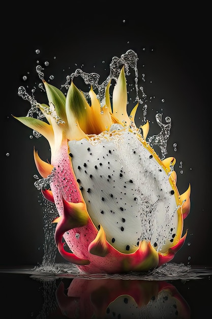 Dragon fruit on black background