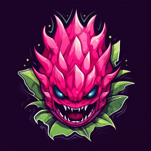 dragon fruit cartoon logo