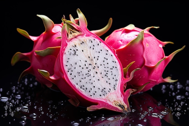 Dragon Fruit Half gesneden onthuld