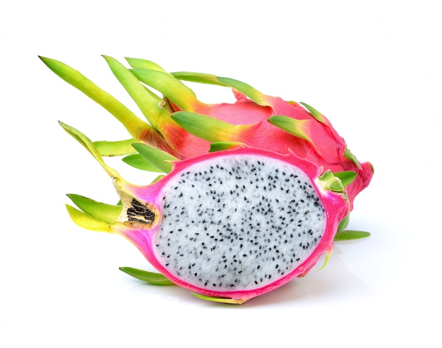 Dragon Fruit op witte ruimte wordt geïsoleerd die.