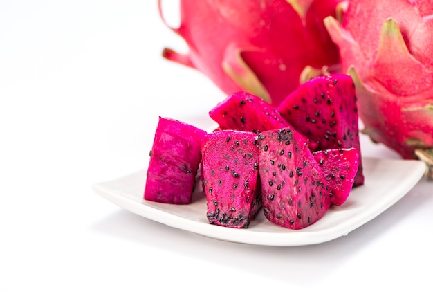 Dragon fruit, pitaya isolated on white background with clipping path