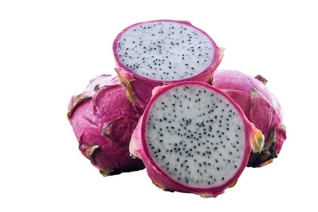 Dragon fruit on the white background