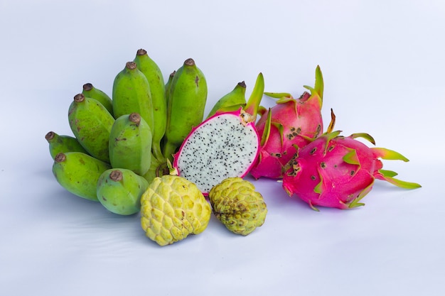 Dragon fruit on white background