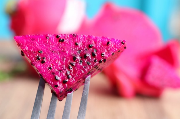 dragon fruit on wood background