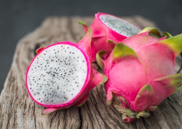 Dragon fruit on a wooden board