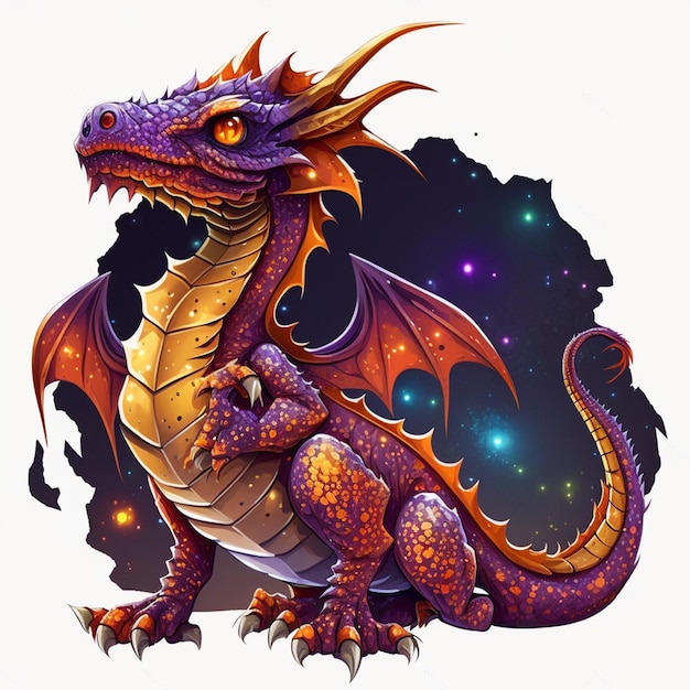 Dragon Galaxy Cartoon Vector Illustration