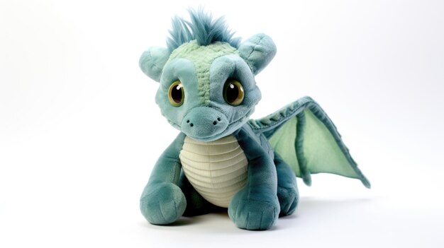 Photo dragon green soft toy on a white background cut