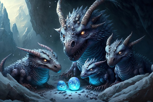 Dragon hatchlings in a frozen and scorching fantasy setting