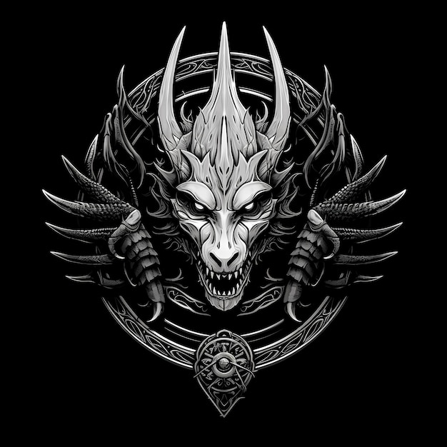 Dragon head dark art Illustration