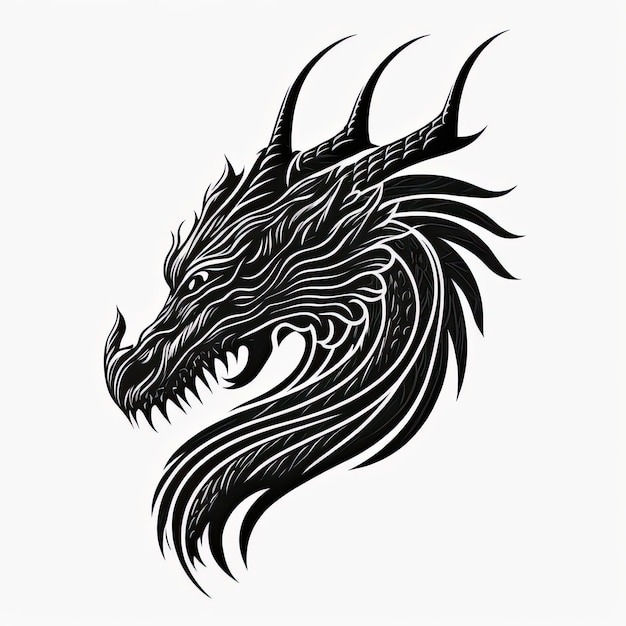 Dragon head logo eenvoudig element illustratie Generatieve AI