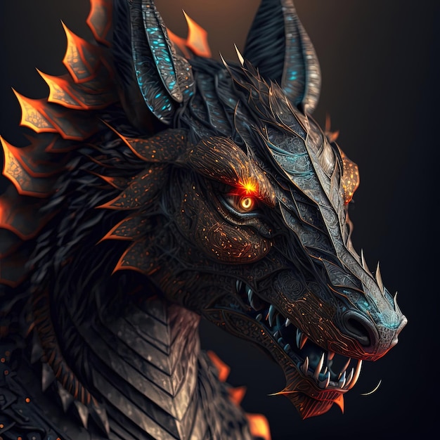 Dragon head realistic 3d image