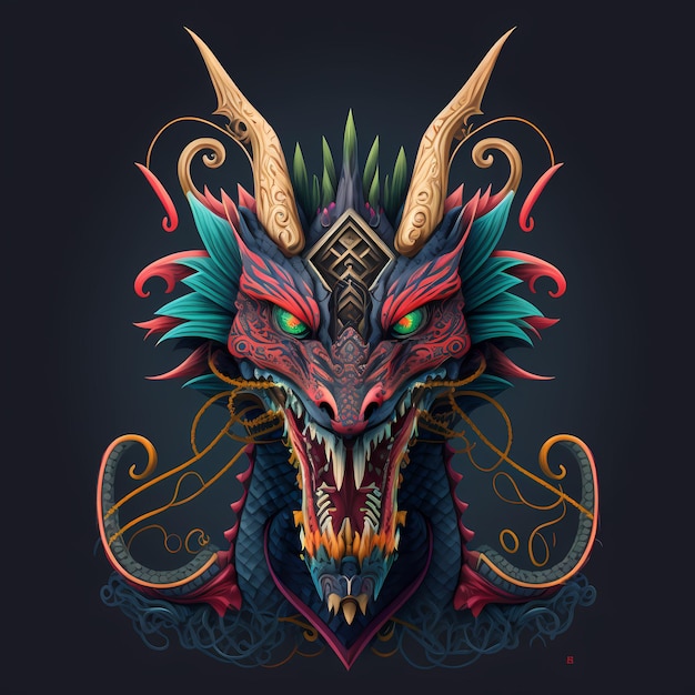dragon head t shirt design Illustration