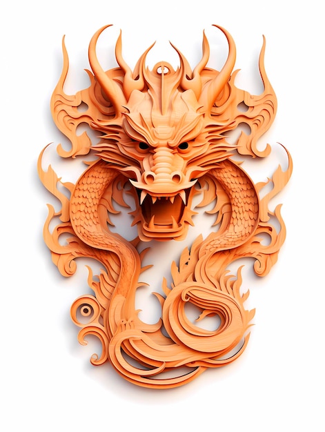 Dragon head on white background 3d rendering 3d illustration