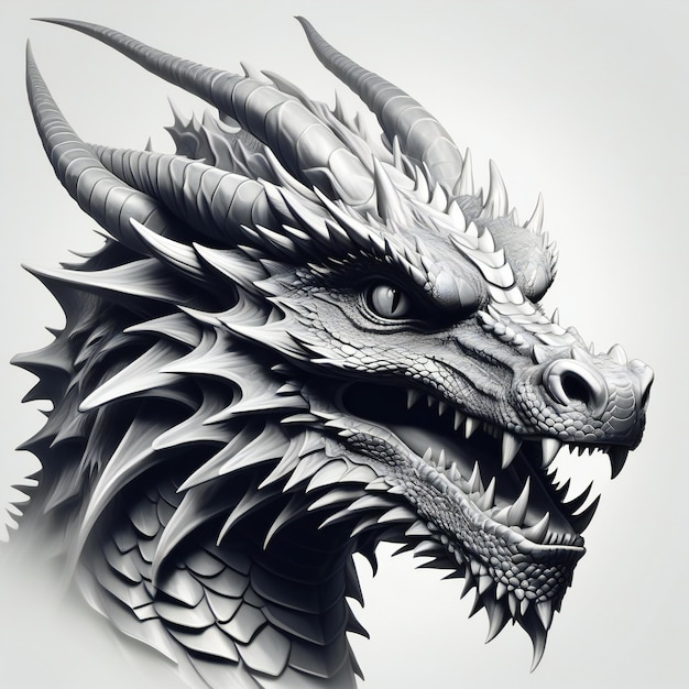 Dragon head on a white background