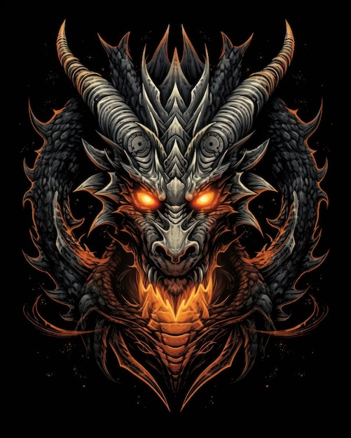 Photo dragon horror illustration print for tshirts