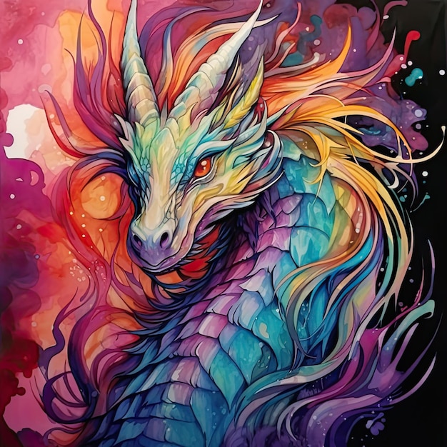 Dragon illustration bright colorful artwork