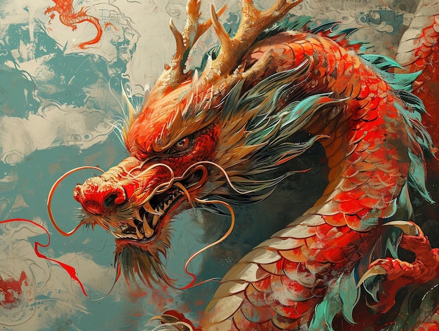 ドラゴンとライオンのダンスショー - 中国の新年祭テット祭中国のドラゴン