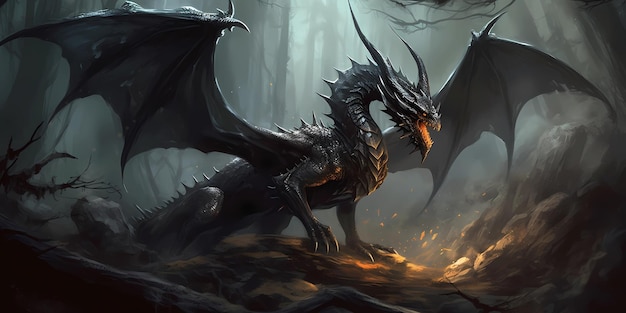 dragon on the middle of a forest