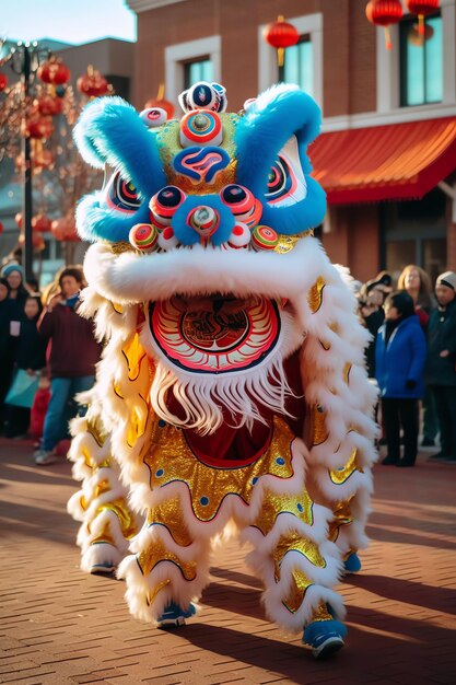 写真 ドラゴン・ライオン・ダンス・ショー (chinese lunar new year festival) は中国の伝統的なダンス