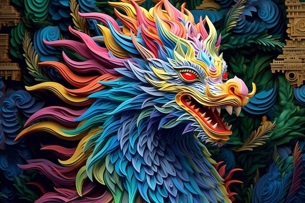 Dragon paper quilling Generative AI