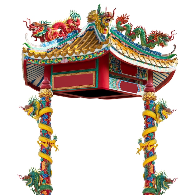 Dragon paviljoen in chinese stijl geïsoleerd op wit