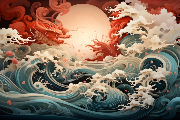 賞を受賞した中国のアニメーション映画ドラゴンのポスターダンフアン風壁画