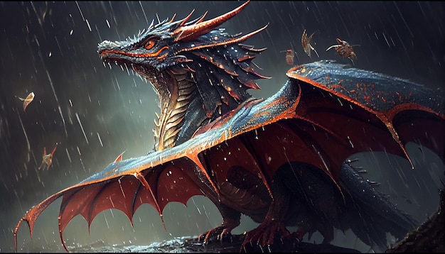 Dragon in the rain wallpapers