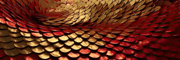 A Dragon's Beauty A Red Gold Image of a Reptile Skin for a Banner Generated by AI