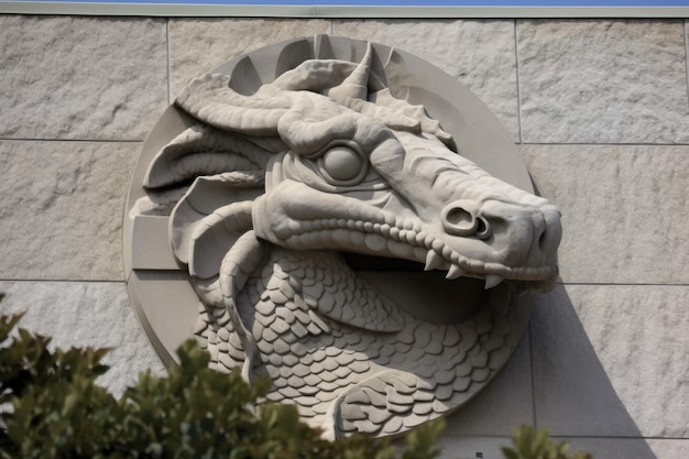 Скульптура дракона на здании