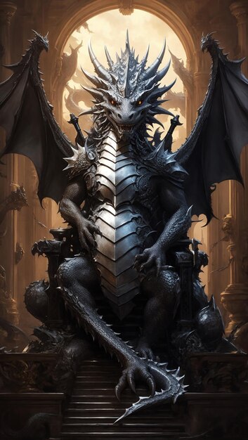 a dragon sits in game of Thrones throne