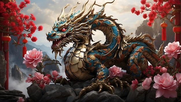 Photo the dragon stands as a powerful symbol