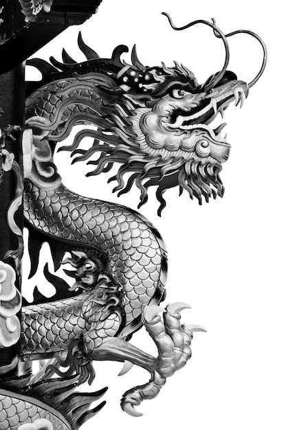 Dragon statue in black and white