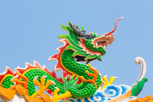 Dragon statue on blue sky