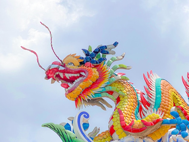 龍の像 龍のシンボル 龍 中国は美しいタイと中国の神社建築です