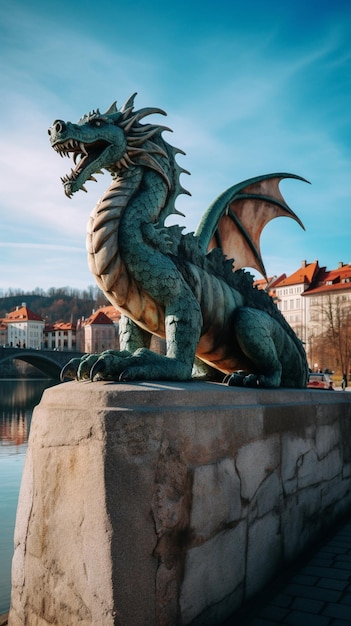 Foto una statua del drago a praga