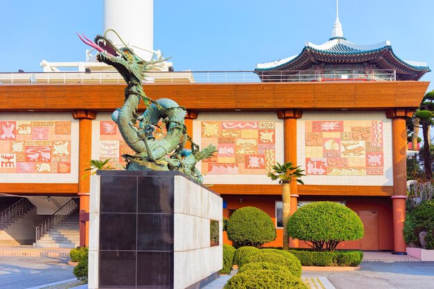 Dragon statue at yongdusan park in busan, south korea