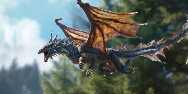 Dragon takes to the skies in the magical forest