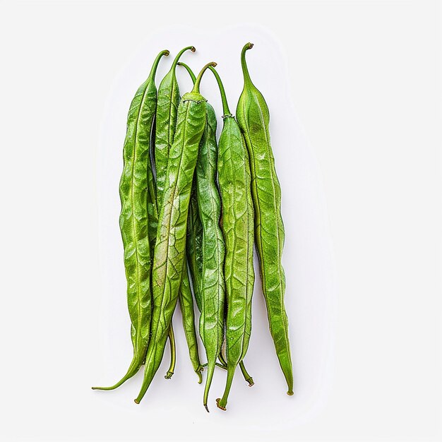 Dragon Tongue Beans on White Background