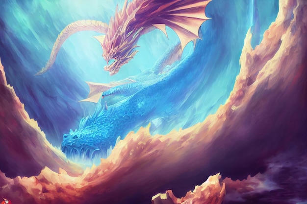 Dragon in Under Water Concept Art Illustration