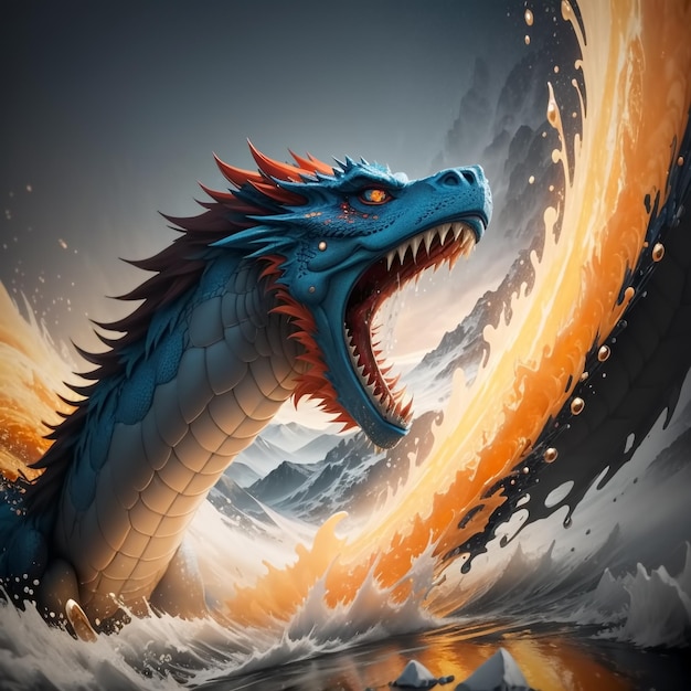 Dragon in water Generative AI